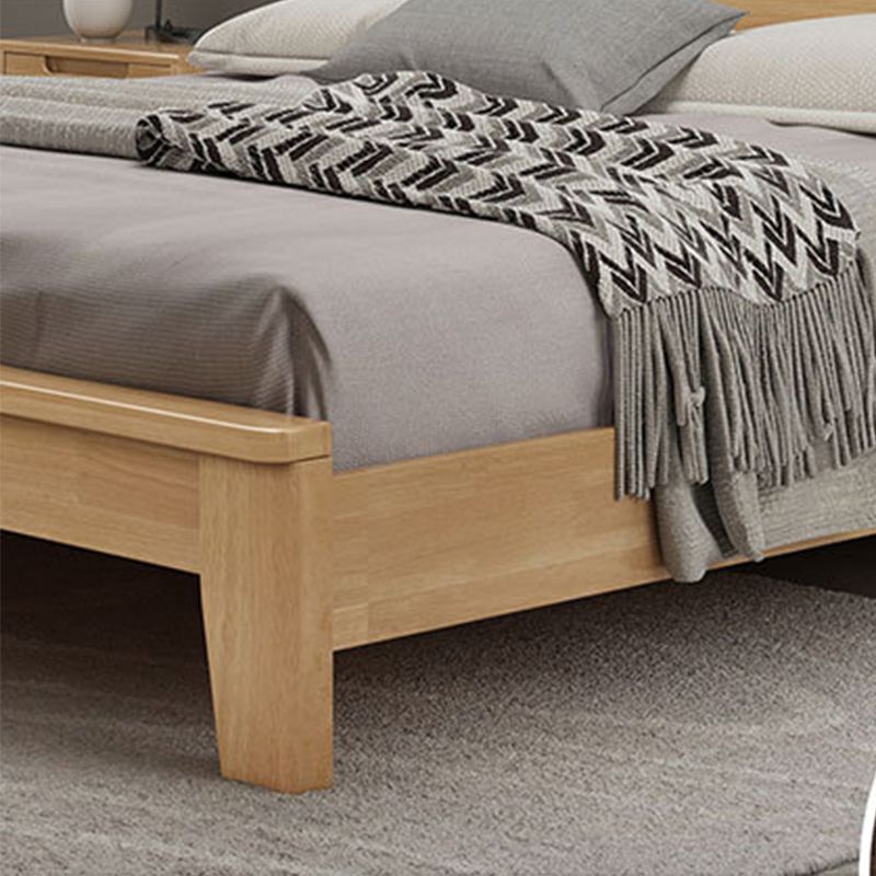 Scandinavian Penal Bed with Rectang Penal Headboard and Wooden Legs