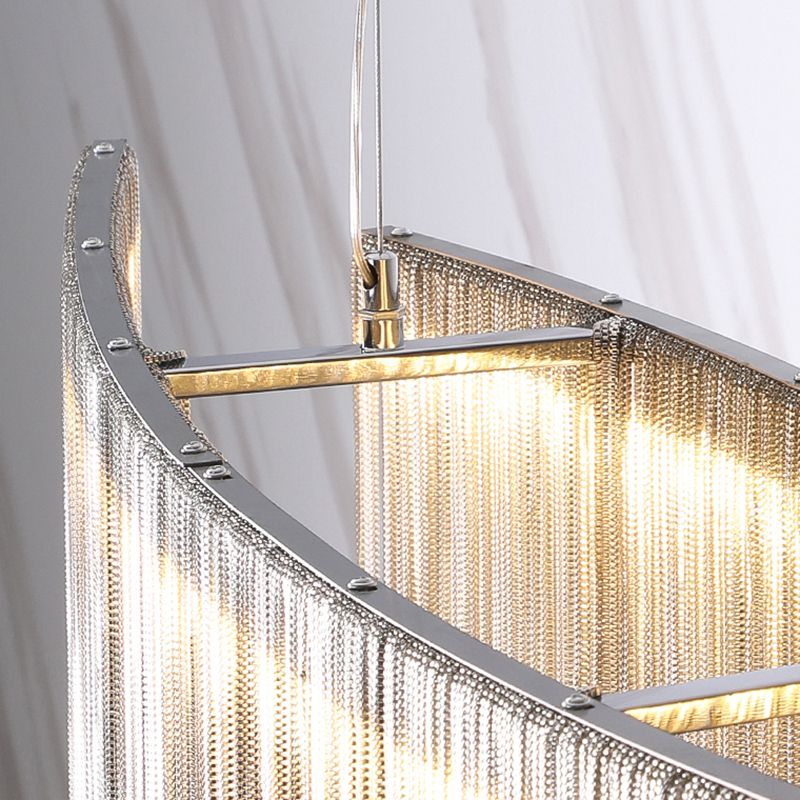 Lampada a catena del lampadario a catena in metallo circolare in stile postmoderno soggiorno Apparecchio di illuminazione a sospensione con LED SMD a 3 colori