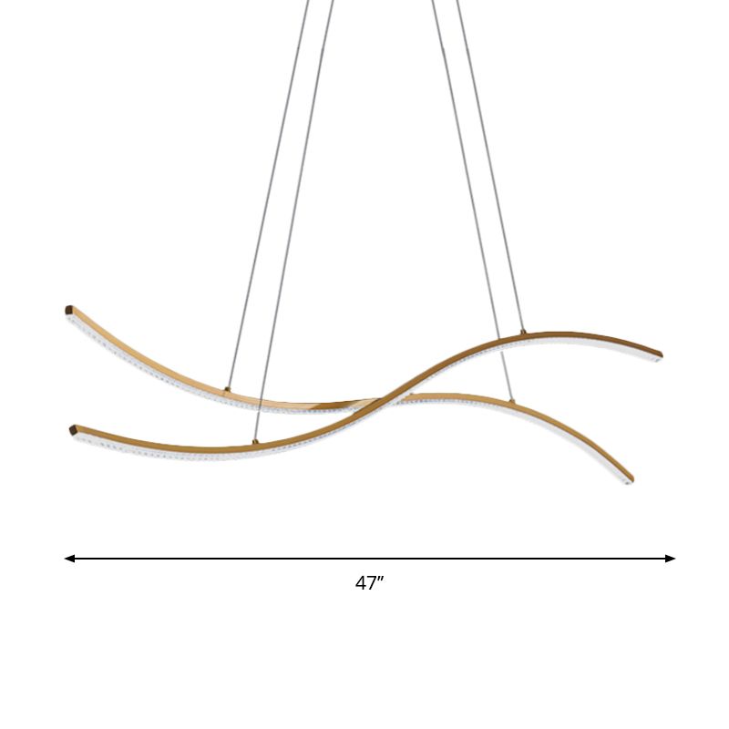 Acrylic Waving Linear Island Pendant Lighting Simple 31.5"/39"/47" W LED Chandelier Light in Gold, Warm/White Light