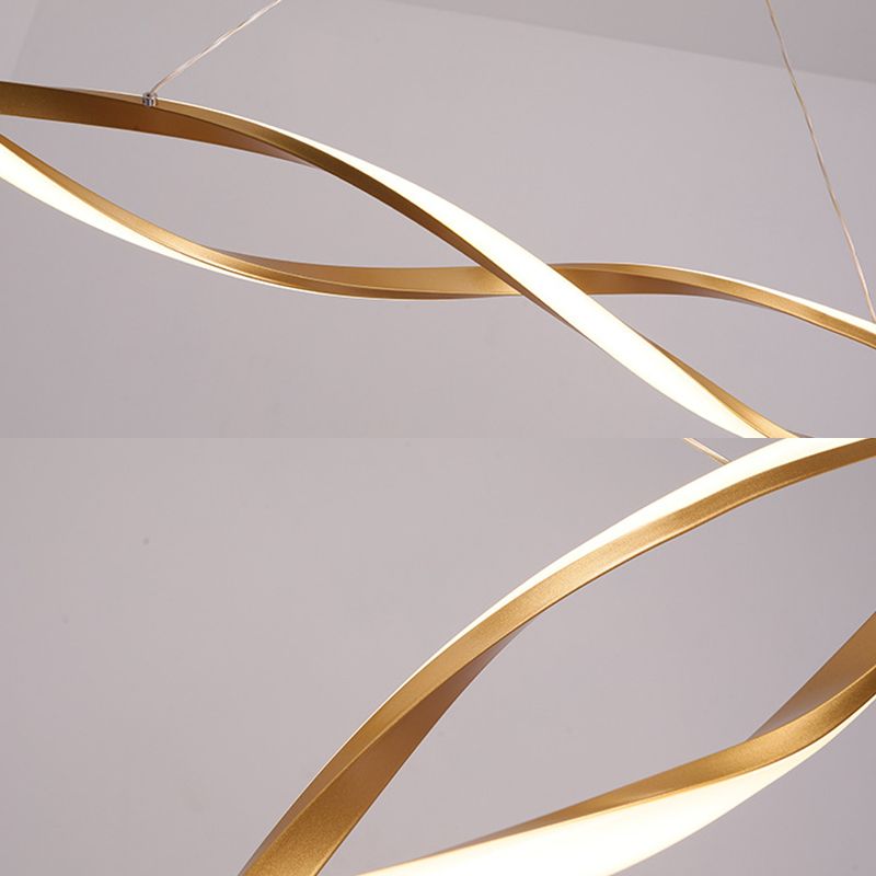 Metal Shaded Island Chandelier Light Minimalist Style LED Gold Pendant Lighting Fixture