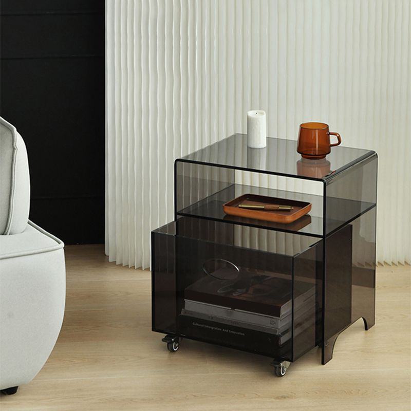 12" Wide Contemporary Corner Table Acrylic End Table with Storage