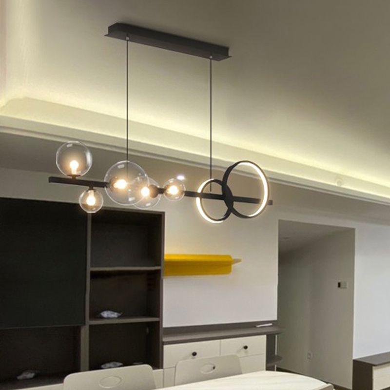 Contemporary Kitchen Island Lighting Spherical Metal 7-Light Hanging Light Fixtures