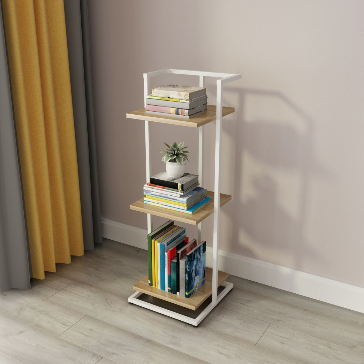 Open Back Modern Style Bookshelf Wood Bookcase for Home Office