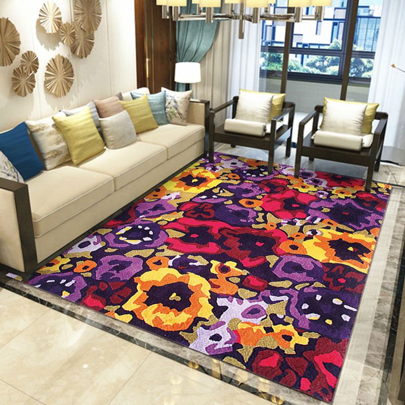 Gorgeous Multi Colored Modern Rug Polyester Flower Blossom Rug Pet Friendly Anti-Slip Stain Resistant Carpet for Home