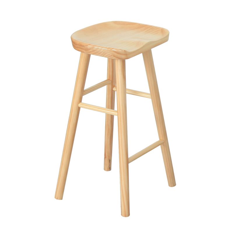 Modern Solid Wood Counter Stools Backless Contoured Seat Bar Stool for Shop