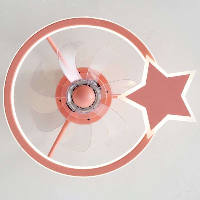 Ventilador de LED creativo para niños Ligas lacas de techo geométrico de hierro lacado con sombra acrílica para dormitorio