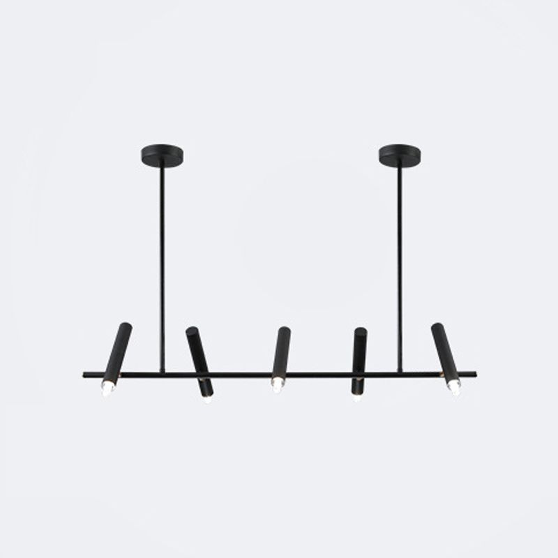 Black metalen tracklamp eenvoudige stijl multi-head lineaire restaurant eilandverlichting armaturen