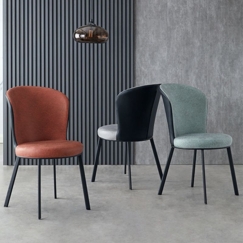 Industrial Faux Leather Dining Chairs Solid Back Armless Dining Chair