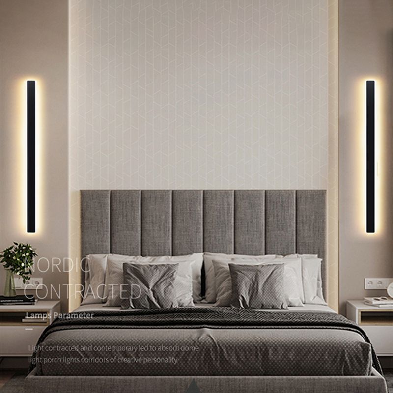 Linear Shade Metal Wall Sconce Modern Style Single Light Wall Mount Light