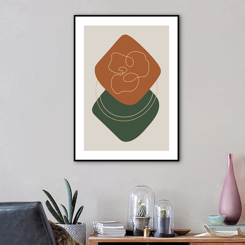 Dark Color Nordic Canvas Print Geometric Pattern Wall Art Decor for Sitting Room