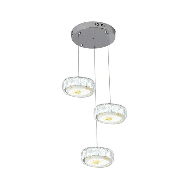 Gefacetteerde kristalcirkel hangende lampkit moderne led multi hanger met jade bloemontwerp in chroom, warm/wit licht