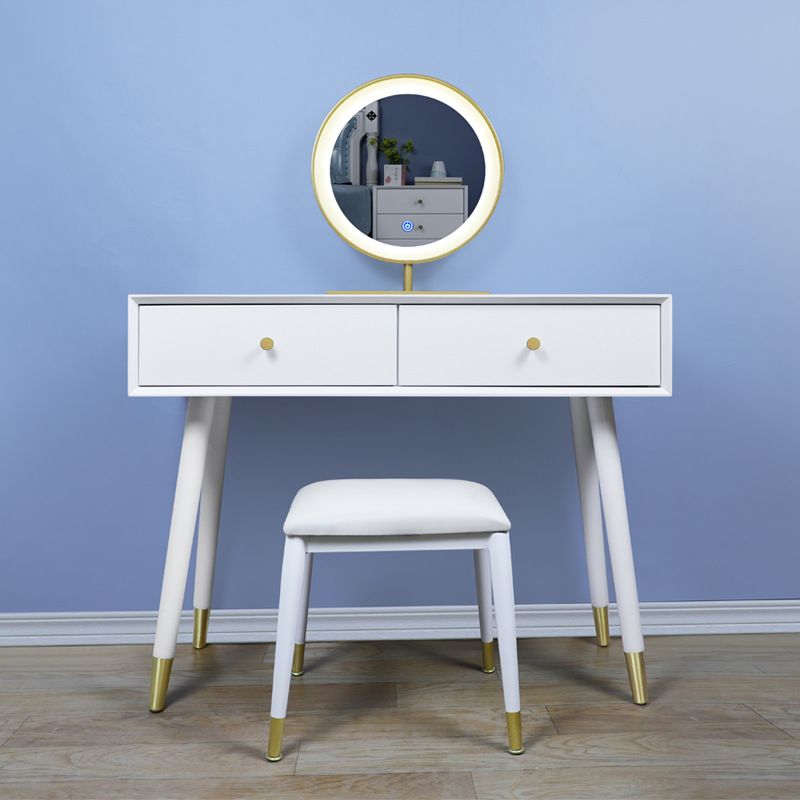 Solid Wood Vanity Desk in White Modern with Drawers Dressing Table