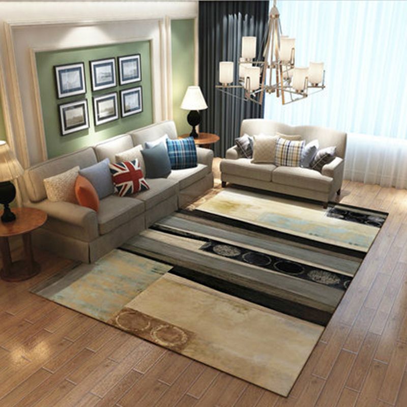 Modern Home Decor Rug Multi Color Abstract Print Area Carpet Synthetics Non-Slip Backing Pet Friendly Rug