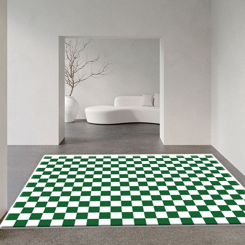 Minimalist Plaid Printed Rug Polyester Area Carpet Non-Slip Backing Indoor Rug for Home Decoration