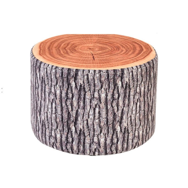 Round Pouf Upholstered Scratch Resistant Contemporary Fruit Printed Fabric Footstool