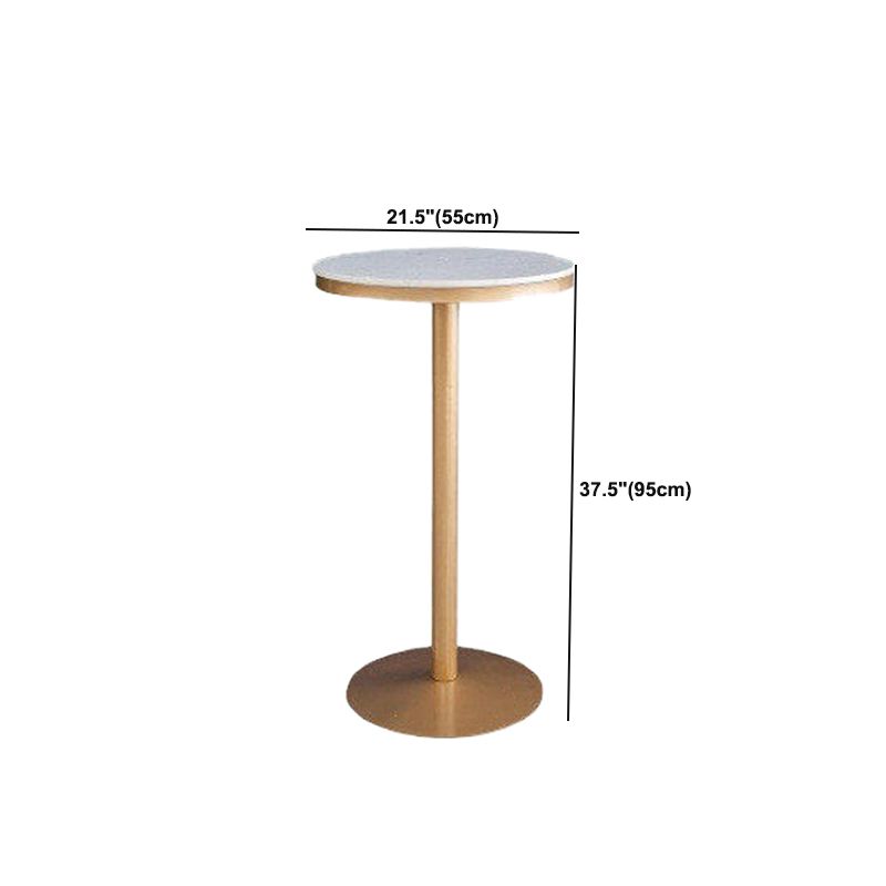 Glam Style Bar Table Faux Marble Bar Dining Table with Pedestal Base
