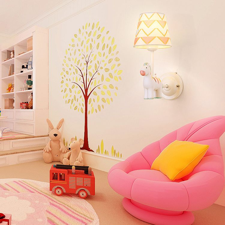 Dieren muur sconce verlichting nuchte st in stoffen stoffen stoffen kinderen slaapkamer muurverlichting armatuur