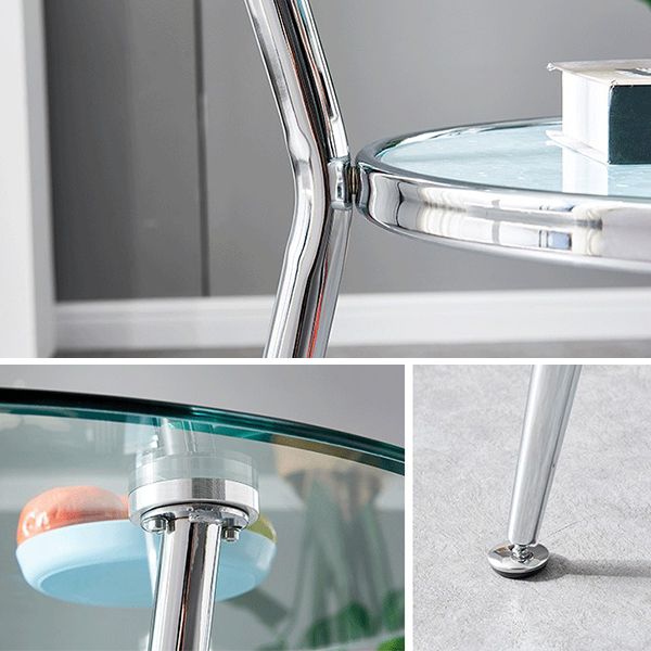 Runde transparente Esstischglas Tisch modern mit 3 Beinen Sockel