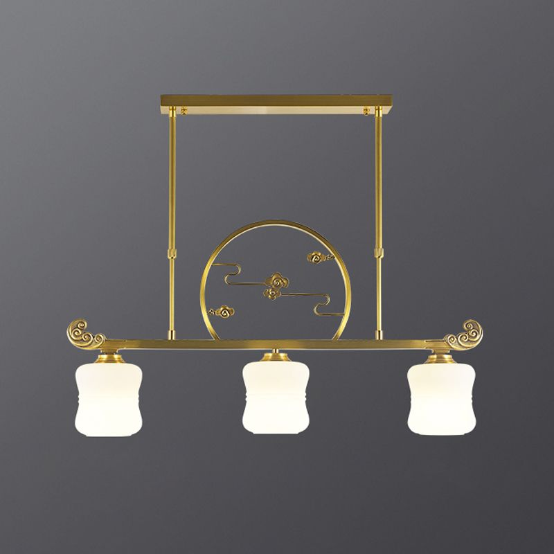 Éclairage d'éclairage d'île géométrique Contemporain 3 Éclairage d'îlot de cuisine léger avec une teinte en verre