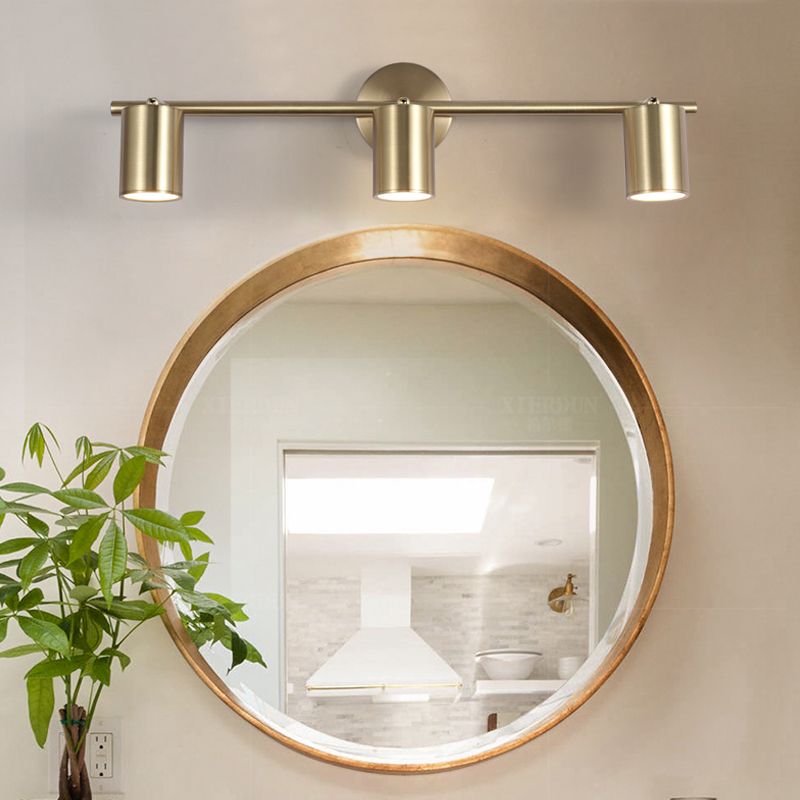 Gold Cylinder Mirror Light Modern Style Metal Wall Mount Lighting Fixture