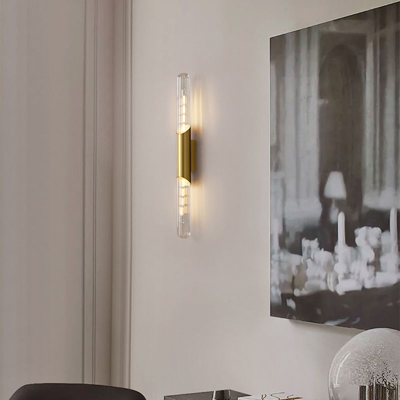 Glass Cylinder Shape Wall Lighting Modern Style Wall Light Sconce