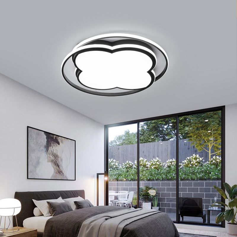 Flores LED lámpara de techo incorporada minimalista dormitorio de metal lámpara incorporada negra