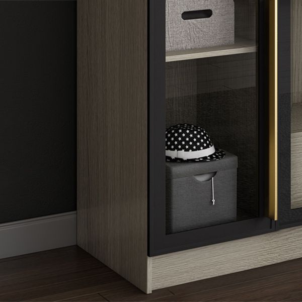 Contemporary Style Wardrobe Gray Colour Glass Wardrobe Closet