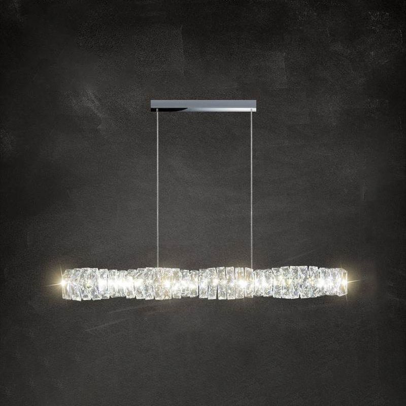 Modern Style Island Light LED Island Hanging Light with Crystal Shade for Dining Room