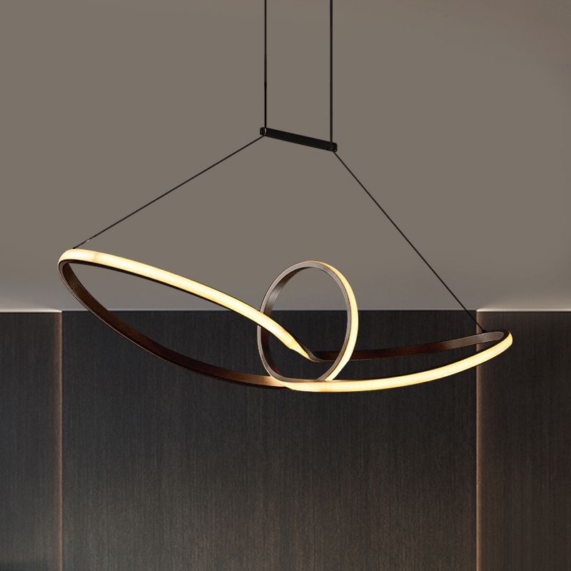 Metal Knotting Island Pendant Simplicity Black/White LED Suspension Lighting in Warm/White Light