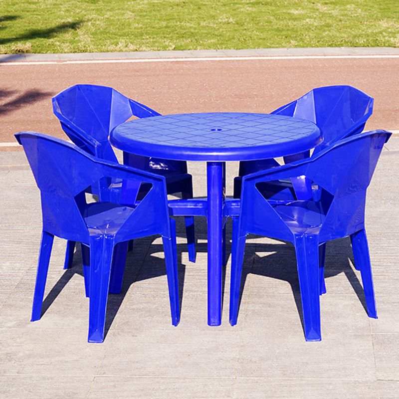 Outdoor Plastic Patio Table Modern Dining Table with Umbrella Hole