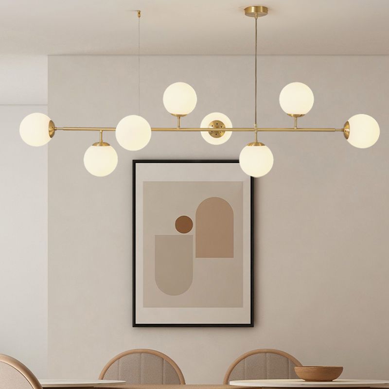 Modern Style Ball Shape Island Pendants Glass Pendant Lights in Gold for Dining Room