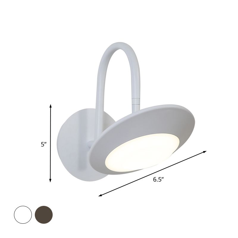 Rotatable Urn Wall Sconce Lamp Modernist Metallic White/Coffee LED Wall Lighting with Gooseneck Arm for Bedroom