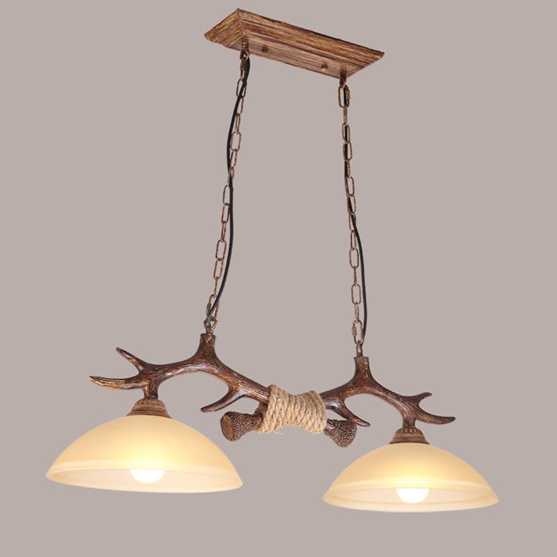 Wood 2 Lights Chandelier Light Fixtures Deer Antler Cottage Chandelier Lighting for Bar