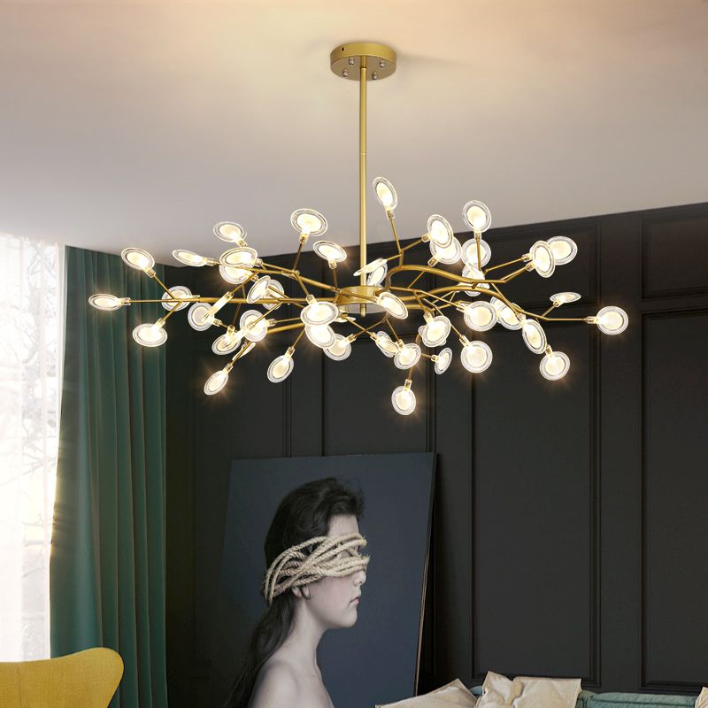 Metal Branch Shape Chandelier Nordic Style Fireflies Chandelier Lamp for Living Room