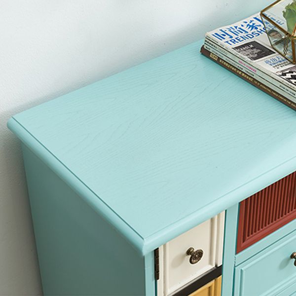 Industrial Painted Accent Cabinet with Drawers Solid Wood Chest