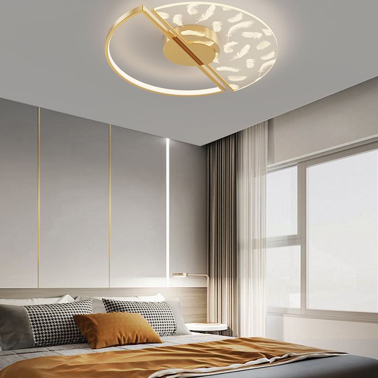 Aluminium Feather LED Flush Mount in Modern Creative Style Iron Ceiling Light with Acrylic Shade