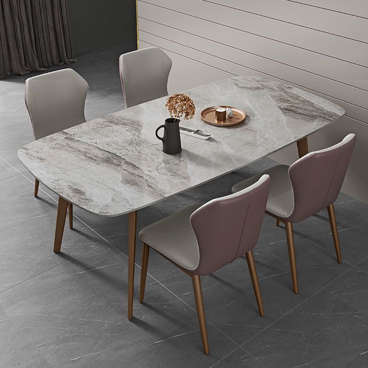 Glam 1/2/5/7 Pieces Dining Table Set with Grey Sintered Stone Top Rectangle Dinette Set