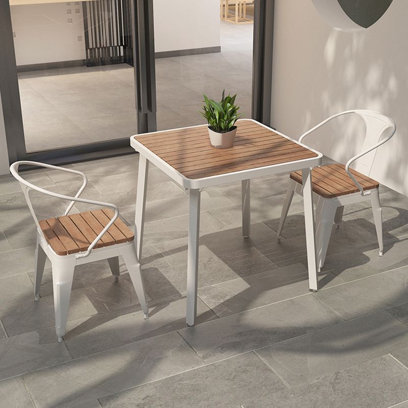 Industrial Metal Outdoors Dining Chairs Open Back Patio Arm Chair