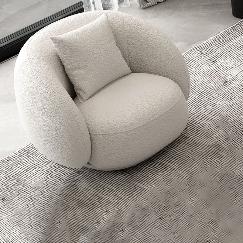 Modern White/grey Wool Curved Sofa Tight Back Stationary Sectional