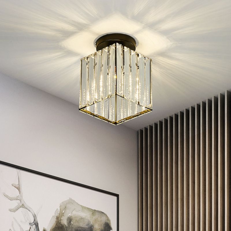 Éclairage encastré Cube noir moderne 1 ampoule en verre transparent luminaire encastré pour couloir