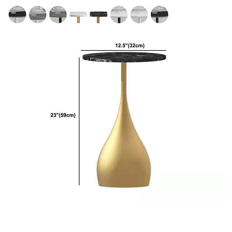 Modern Round Stone Pedestal Sofa Side Accent Table - Dia 12.6-In