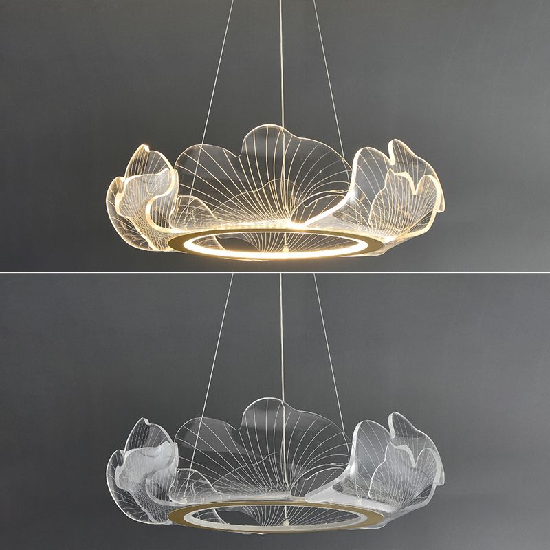 Anillo de metal acrílico accesorio de iluminación de lámpara posmoderna luz colgante para sala de estar