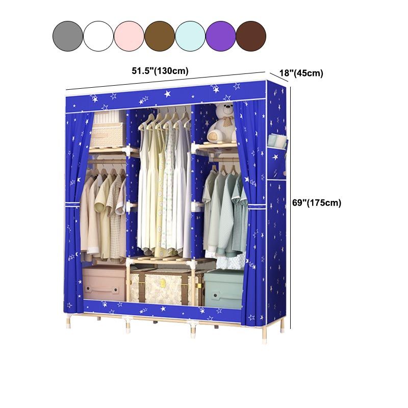 Modern Style Wardrobe with Cloth Rod Solid Wood Bedroom Wardrobe Closet