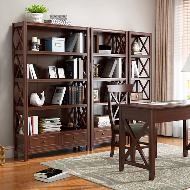 Solid Wood Rectangle Bookcase Nordic Style Storage Bookshelf