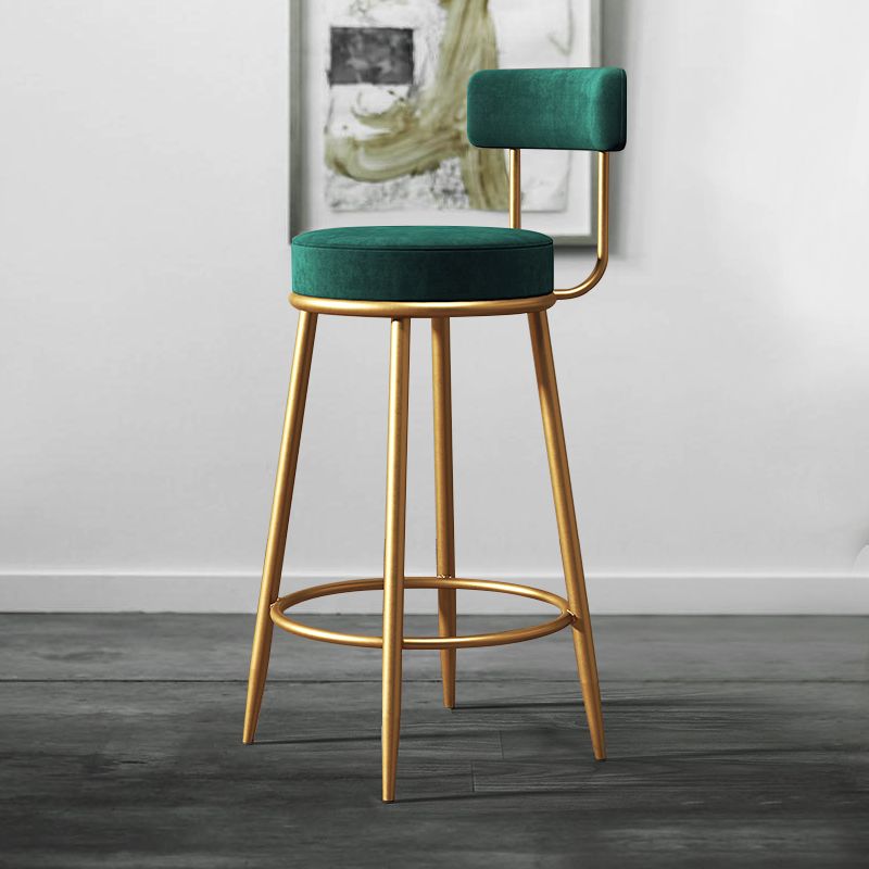 Nordic Armless Backrest Counter Stool Iron Dessert Shop Bar Stool with Cushion and Pedal
