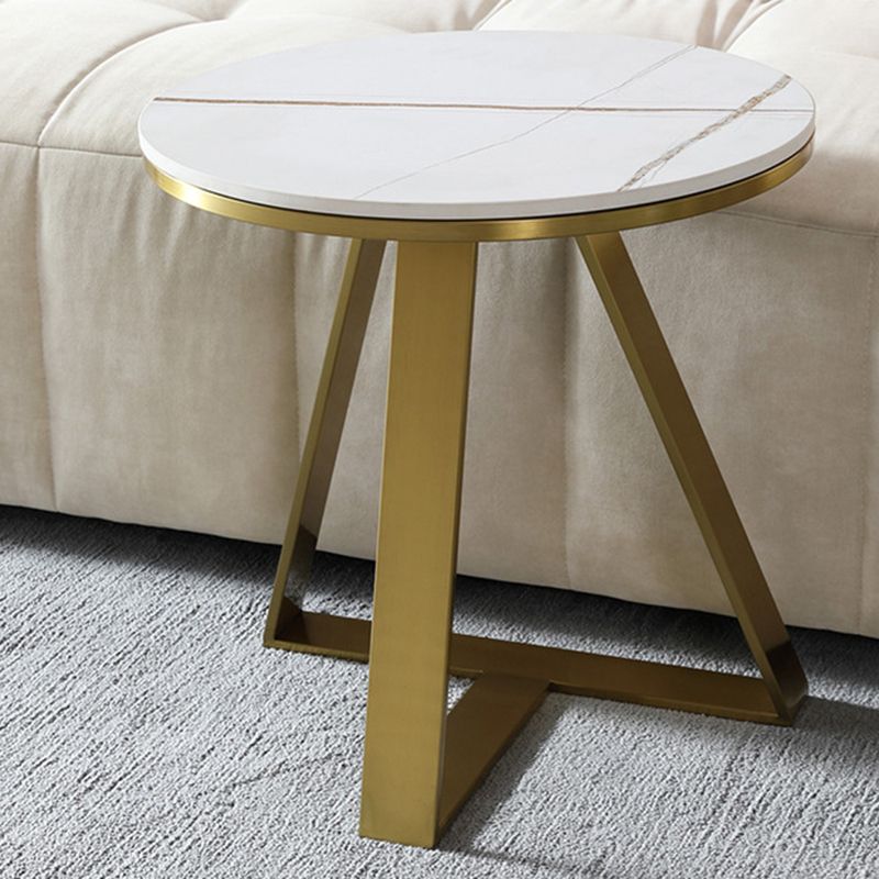 Frame Base Coffee Table Glam Elliptical Stone Top Cocktail Table