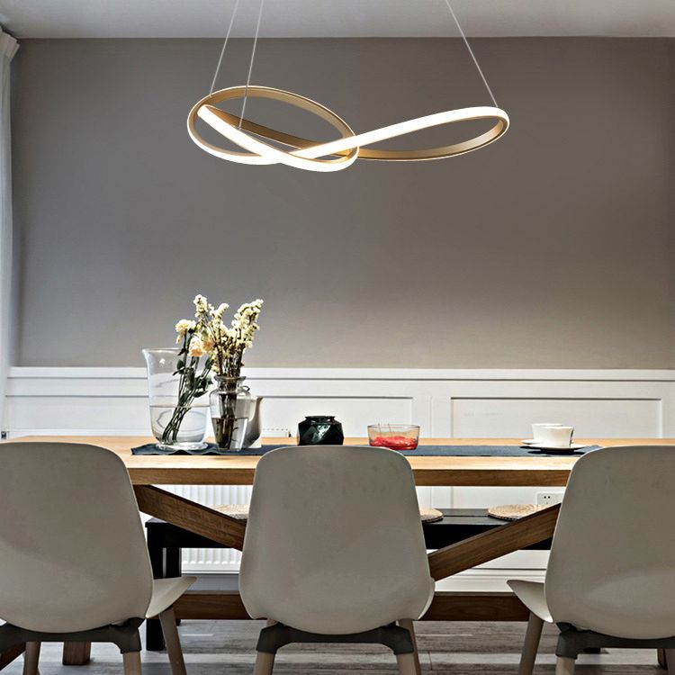 Modern Spiral Chandelier Light Fixtures Metallic Hanging Light Kit for Restaurant