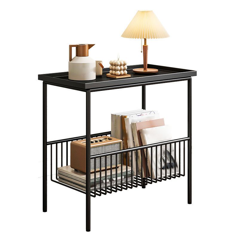 Rectangular Tray Top Side Table Iron 4 Legs End Table with Storage