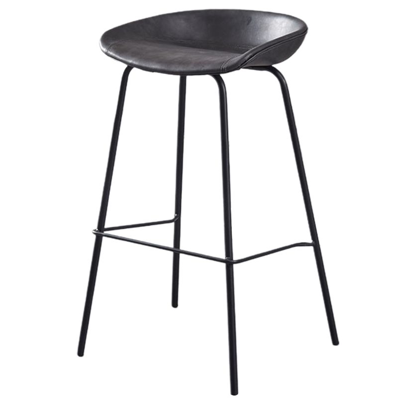 Industrial Style Counter Stool Armless Upholstered Bar Stool with Metal Legs