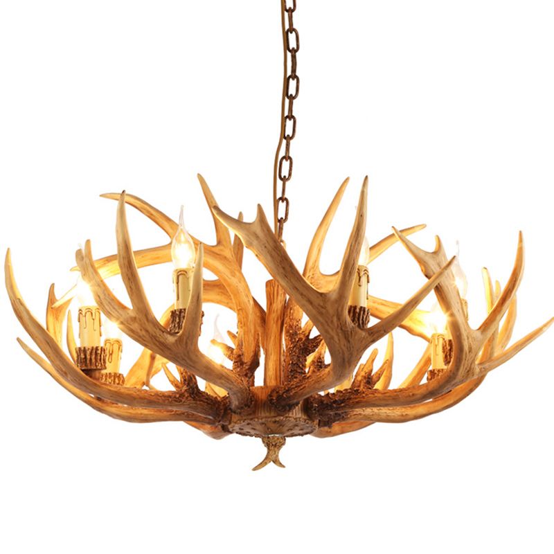 Wooden Chandelier Light Fixtures Faux Antler Farmhouse Chandelier Lighting for Bedroom